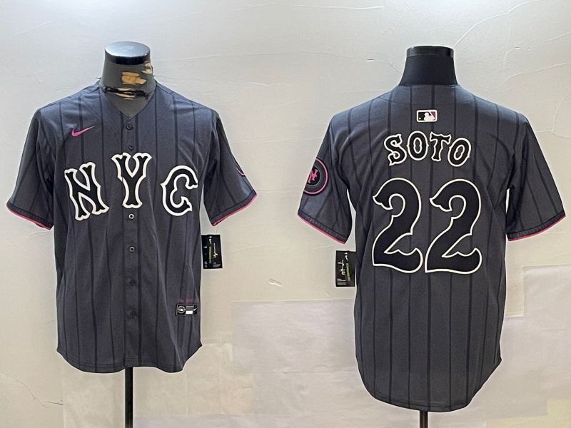 Men New York Mets #22 Soto Black City Edition 2024 Nike MLB Jersey style 1